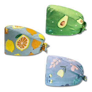 Gorro quirúrgico estampado – frutas y flores.