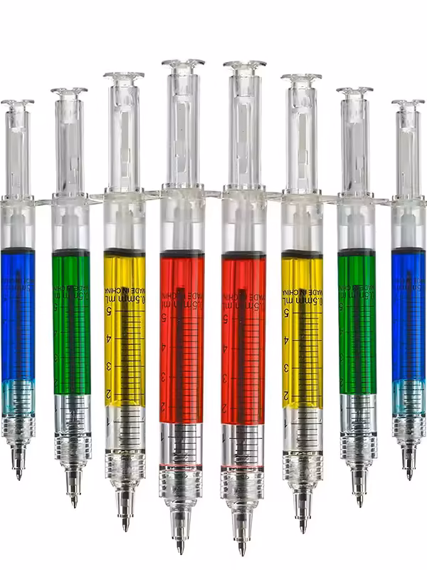 Lapicera con forma de jeringa retráctil (por unidad)