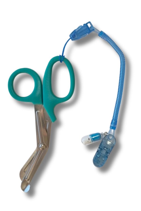 Porta Tijeras para Enfermería con Clip y Cordón Extensible – Varios Colores. - Azul