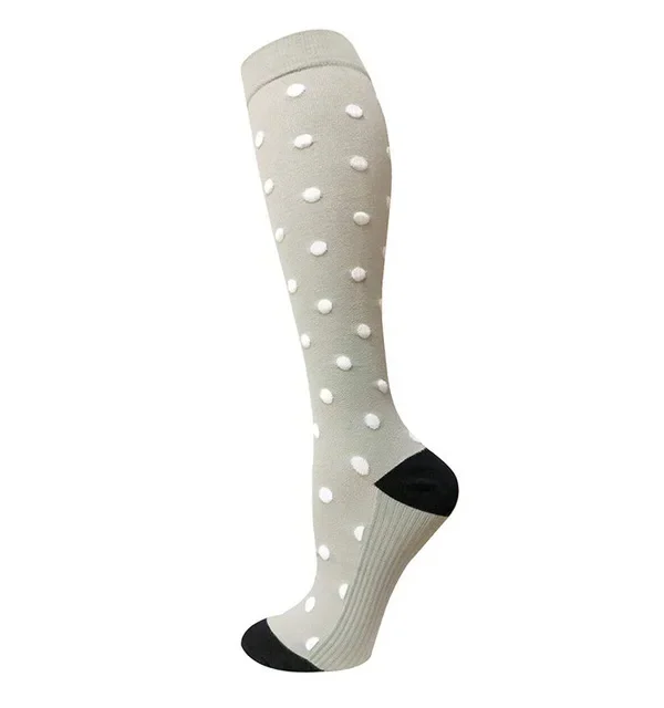 Medias de compresión unisex, diseños varios, S / M - Gris con puntos blancos