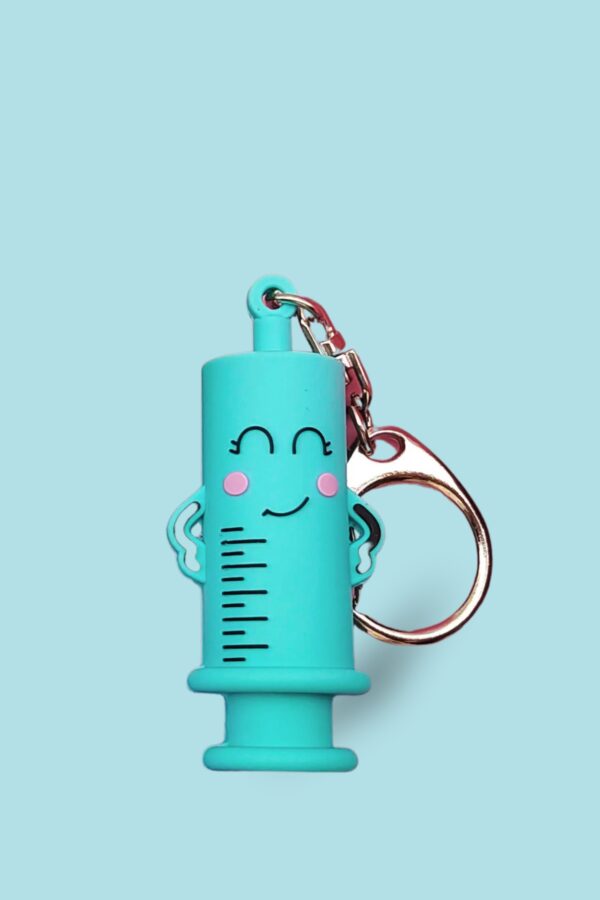 Rompe Ampollas en forma de Jeringa (PVC con mosquetón).