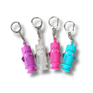 Rompe Ampollas en forma de Jeringa (PVC con mosquetón).