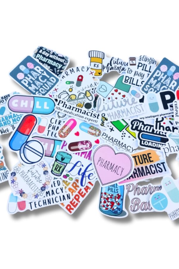 Stickers pegotines Farmacia paquete con 10 un. a prueba de agua.