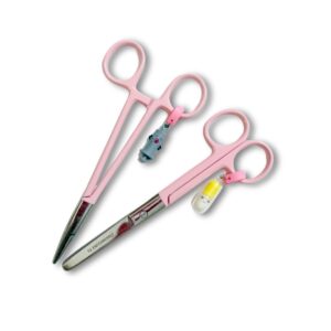 Kit Tijera de Mayo + Pinza con Charms – Rosa o Celeste.