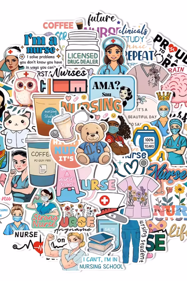 Stickers pegotines Enfermería paquete con 10 un. a prueba de agua variedad 2